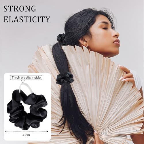 SUTHIA Satin Scrunchies 60 Pack – Silk Hair Ties for Women, Girls & Kids – No Damage, Non-Slip Ponytail Holders for Thick, Curly, Medium, Thin & Fine Hair – Black Scrunchies for Sleeping - görsel 14