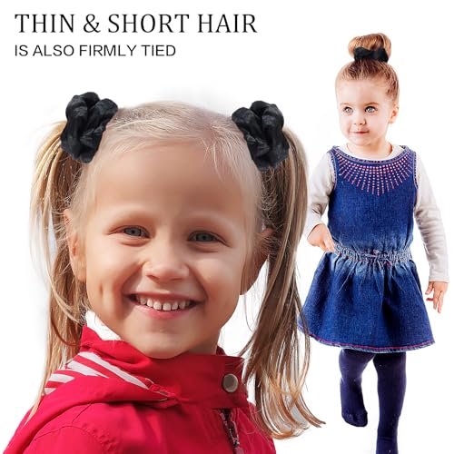 SUTHIA Satin Scrunchies 60 Pack – Silk Hair Ties for Women, Girls & Kids – No Damage, Non-Slip Ponytail Holders for Thick, Curly, Medium, Thin & Fine Hair – Black Scrunchies for Sleeping - görsel 12