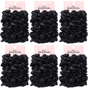 SUTHIA Satin Scrunchies 60 Pack – Silk Hair – Gentle on Hair: The smooth satin fabric reduces friction, minimizing – Image 1