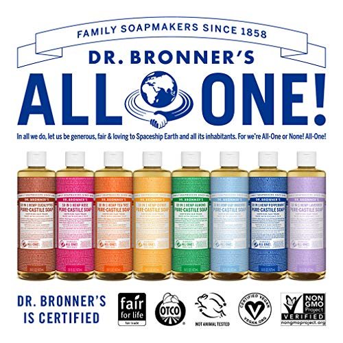 Dr. Bronner's Pure-Castile Liquid Soap Variety Pack - Citrus, Tea Tree, Rose, & Eucalyptus, Made with Organic Oils, 18-in-1 Uses: Face, Body, Hair, Laundry, Pets & Dishes (8 oz, 4-Pack) Avelisse