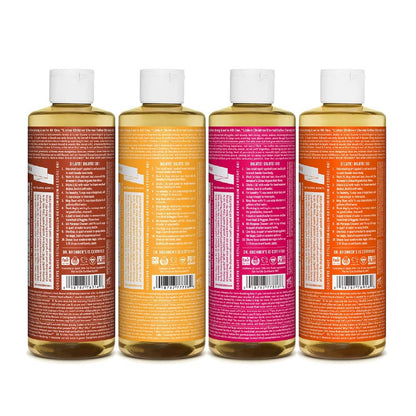 Dr. Bronner's Pure-Castile Liquid Soap Variety Pack - Citrus, Tea Tree, Rose, & Eucalyptus, Made with Organic Oils, 18-in-1 Uses: Face, Body, Hair, Laundry, Pets & Dishes (8 oz, 4-Pack) Avelisse