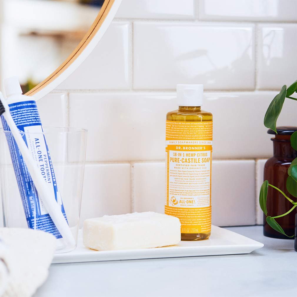 Dr. Bronner's Pure-Castile Liquid Soap Variety Pack - Citrus, Tea Tree, Rose, & Eucalyptus, Made with Organic Oils, 18-in-1 Uses: Face, Body, Hair, Laundry, Pets & Dishes (8 oz, 4-Pack) Avelisse
