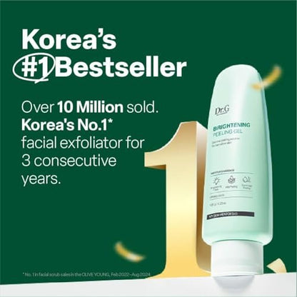 Dr. G Brightening Peeling Gel - Korean Exfoliator for Smooth, Glowy Skin - Hyaluronic Acid, Ceramides, Vitamin C - 4.23 fl oz