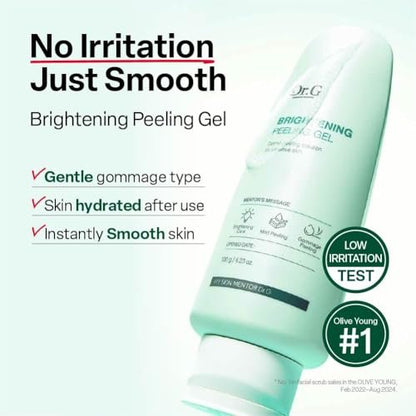 Dr. G Brightening Peeling Gel - Korean Exfoliator for Smooth, Glowy Skin - Hyaluronic Acid, Ceramides, Vitamin C - 4.23 fl oz