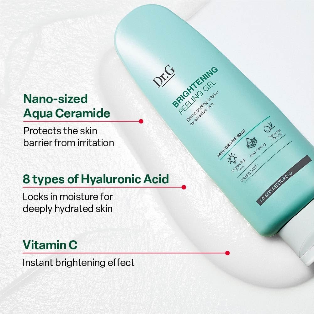 Dr. G Brightening Peeling Gel - Korean Exfoliator for Smooth, Glowy Skin - Hyaluronic Acid, Ceramides, Vitamin C - 4.23 fl oz - görsel 11