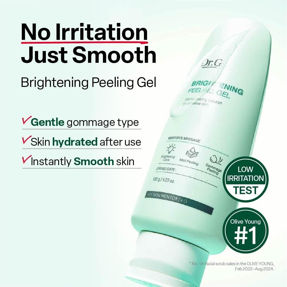 Dr. G Brightening Peeling Gel - Korean Exfoliator for Smooth, Glowy Skin - Hyaluronic Acid, Ceramides, Vitamin C - 4.23 fl oz - görsel 3