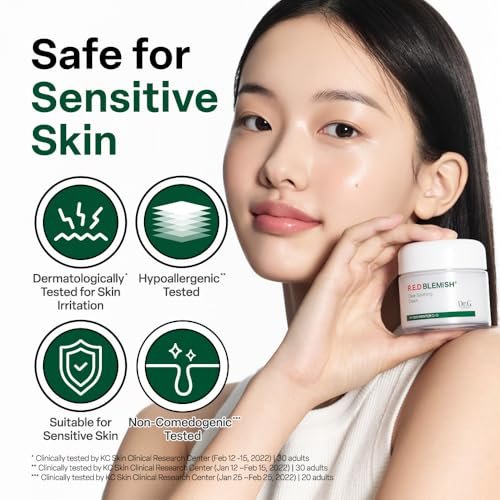 Dr. G R.E.D. Blemish Clear Soothing Cream - Calming Korean Moisturizer for Redness, Soothes Acne & Irritation, with Centella Asiatica, Long-Lasting Hydration, 2.36 fl oz Avelisse