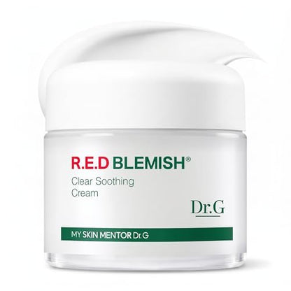 Dr. G R.E.D. Blemish Clear Soothing Cream - Calming Korean Moisturizer for Redness, Soothes Acne & Irritation, with Centella Asiatica, Long-Lasting Hydration, 2.36 fl oz Avelisse