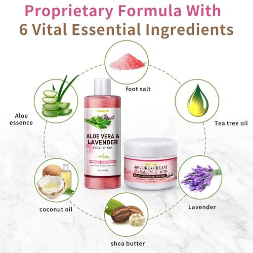 LUCOTIYA Pedicure Kit Foot Spa Soak Set - Callus Remover, Cuticle Care, Dead Skin Urea Cream, Aloe & Lavender - Complete Foot Care Supplies for Dry Cracked Feet for Women & Men (Rose) Avelisse