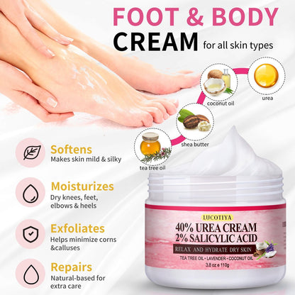 LUCOTIYA Pedicure Kit Foot Spa Soak Set - Callus Remover, Cuticle Care, Dead Skin Urea Cream, Aloe & Lavender - Complete Foot Care Supplies for Dry Cracked Feet for Women & Men (Rose) Avelisse