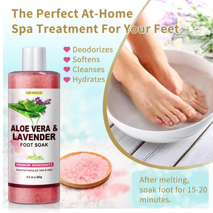 LUCOTIYA Pedicure Kit Foot Spa Soak Set - Callus Remover, Cuticle Care, Dead Skin Urea Cream, Aloe & Lavender - Complete Foot Care Supplies for Dry Cracked Feet for Women & Men (Rose) Avelisse