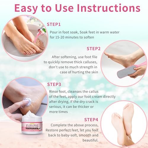 LUCOTIYA Pedicure Kit Foot Spa Soak Set - Callus Remover, Cuticle Care, Dead Skin Urea Cream, Aloe & Lavender - Complete Foot Care Supplies for Dry Cracked Feet for Women & Men (Rose) Avelisse