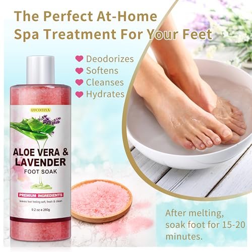 LUCOTIYA Pedicure Kit Foot Spa Soak Set - Callus Remover, Cuticle Care, Dead Skin Urea Cream, Aloe & Lavender - Complete Foot Care Supplies for Dry Cracked Feet for Women & Men (Rose) Avelisse