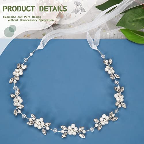 Tanfeine Silver Crystal Pearl Flower Girl Headband - Princess Wedding Hair Accessory for Girls - görsel 8