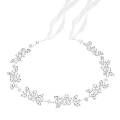Tanfeine Silver Crystal Pearl Flower Girl Headband - Princess Wedding Hair Accessory for Girls