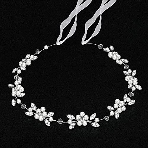 Tanfeine Silver Crystal Pearl Flower Girl Headband - Princess Wedding Hair Accessory for Girls - görsel 18