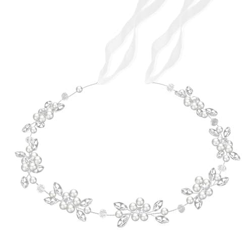 Tanfeine Silver Crystal Pearl Flower Girl Headband - Princess Wedding Hair Accessory for Girls - görsel 2