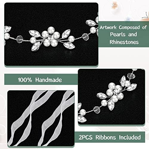 Tanfeine Silver Crystal Pearl Flower Girl Headband - Princess Wedding Hair Accessory for Girls - görsel 10