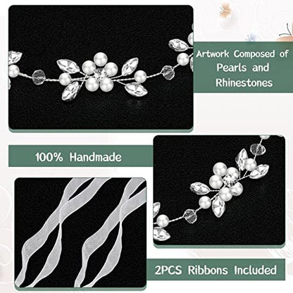 Tanfeine Silver Crystal Pearl Flower Girl Headband - Princess Wedding Hair Accessory for Girls