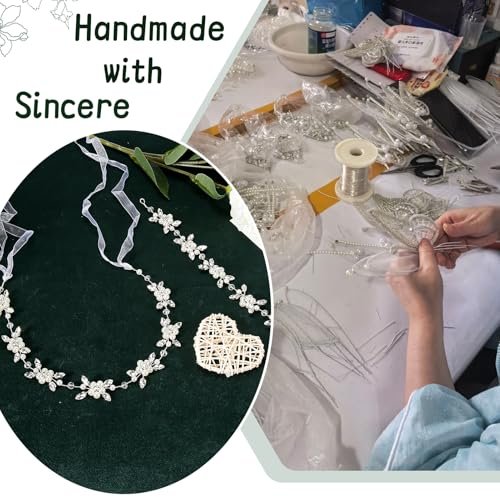Tanfeine Silver Crystal Pearl Flower Girl Headband - Princess Wedding Hair Accessory for Girls - görsel 14