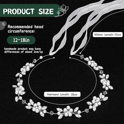 Tanfeine Silver Crystal Pearl Flower Girl Headband - Princess Wedding Hair Accessory for Girls - görsel 4