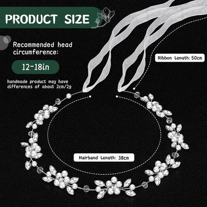 Tanfeine Silver Crystal Pearl Flower Girl Headband - Princess Wedding Hair Accessory for Girls