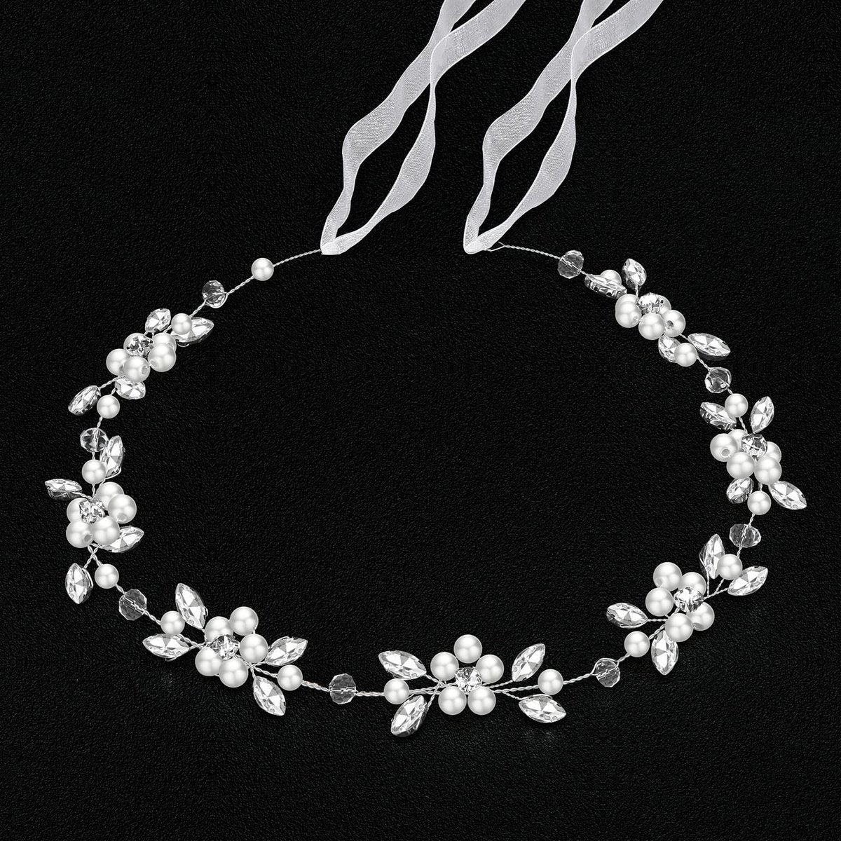 Tanfeine Silver Crystal Pearl Flower Girl Headband - Princess Wedding Hair Accessory for Girls - görsel 17