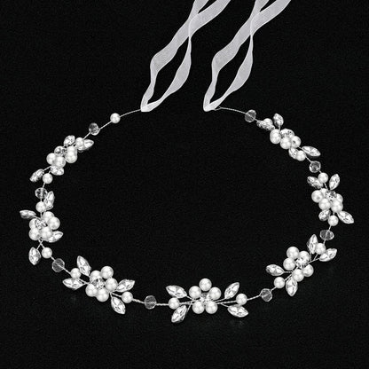 Tanfeine Silver Crystal Pearl Flower Girl Headband - Princess Wedding Hair Accessory for Girls