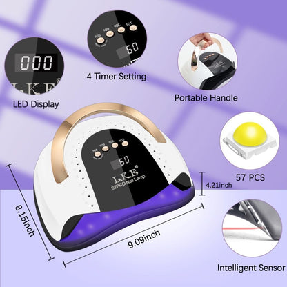 268W UV LED Nail Lamp - LKE Professional Nail Dryer for Gel Polish with 4 Timers, 57 Beads & Auto Sensor (White) Avelisse