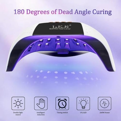 268W UV LED Nail Lamp - LKE Professional Nail Dryer for Gel Polish with 4 Timers, 57 Beads & Auto Sensor (White) Avelisse