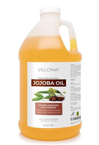 velona 100% Pure Jojoba Oil - 64 oz, Golden Unrefined Cold Pressed Hexane Free - Moisturizer for Face, Hair, Body, Skin Care, Stretch Marks, Cuticles Avelisse