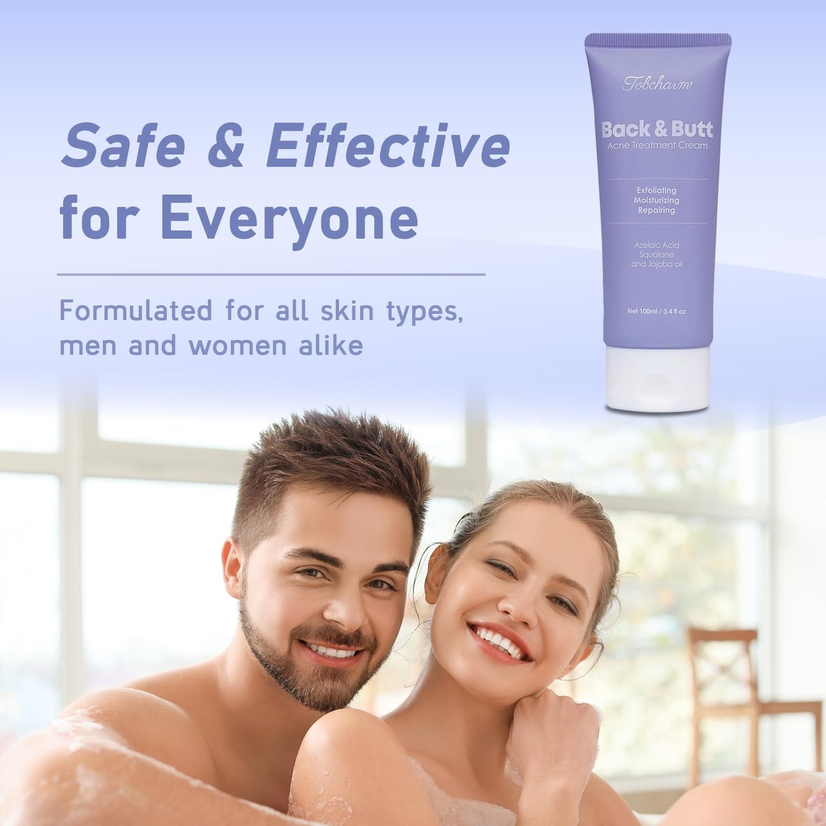 Maximum Strength Butt Acne Clearing Treatment - Body Cream for Back, Buttocks, Thigh & Chest Acne Removal - Skin Clearing Lotion for Men & Women - Foaming Cleanser for Bacne & Cystic Acne - görsel 8
