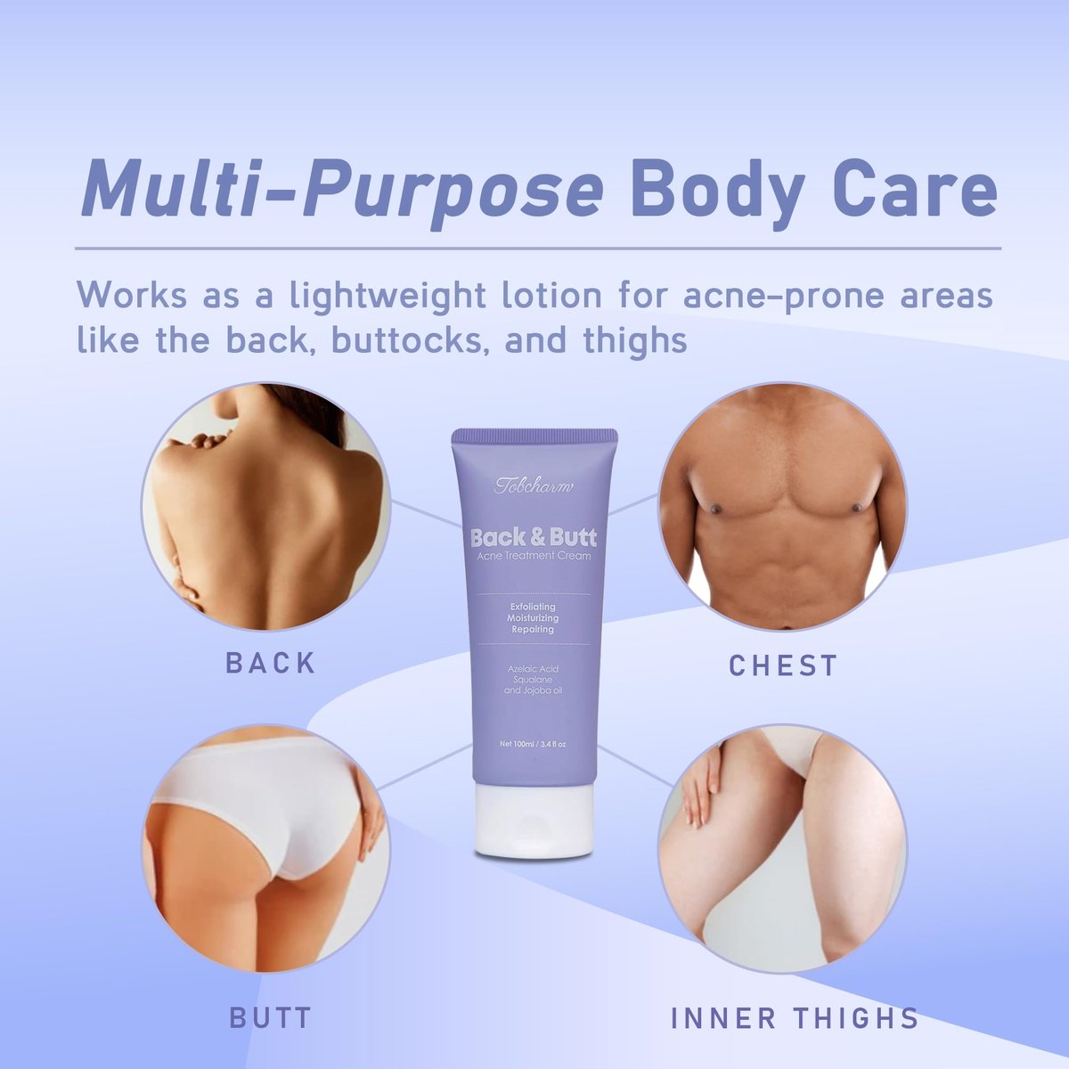 Maximum Strength Butt Acne Clearing Treatment - Body Cream for Back, Buttocks, Thigh & Chest Acne Removal - Skin Clearing Lotion for Men & Women - Foaming Cleanser for Bacne & Cystic Acne - görsel 6