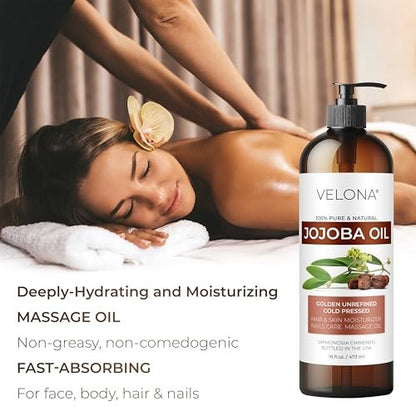 velona Jojoba Oil - 1 Gallon (128 Fl Oz) | 100% Pure, Natural, Unrefined Cold Pressed Hexane Free Moisturizing Oil for Face, Hair, Body, Stretch Marks & Cuticles Avelisse