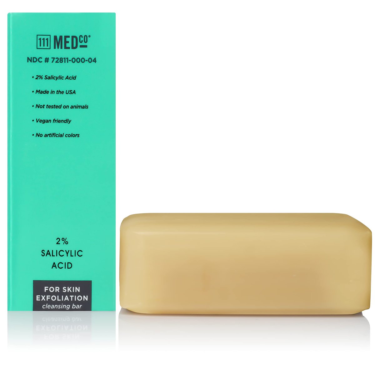 111MedCo 2% Salicylic Acid Exfoliating Acne Cleansing Bar - Medicated Face & Body Soap for Breakouts, Rough Bumpy Texture, Dull-Looking Skin - Helps Smooth and Clear Pores, 4 oz - görsel 5