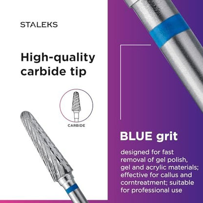 STALEKS PRO Expert Carbide Nail Drill Bit – Frustum Shape, Medium Hardness (4mm Head / 13mm WP) for Artificial Nail Correction & Skin Processing