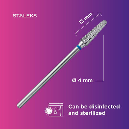 STALEKS PRO Expert Carbide Nail Drill Bit – Frustum Shape, Medium Hardness (4mm Head / 13mm WP) for Artificial Nail Correction & Skin Processing