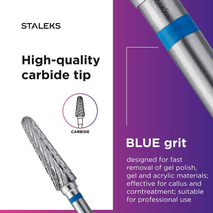 STALEKS PRO Expert Carbide Nail Drill Bit – Frustum Shape, Medium Hardness (4mm Head / 13mm WP) for Artificial Nail Correction & Skin Processing