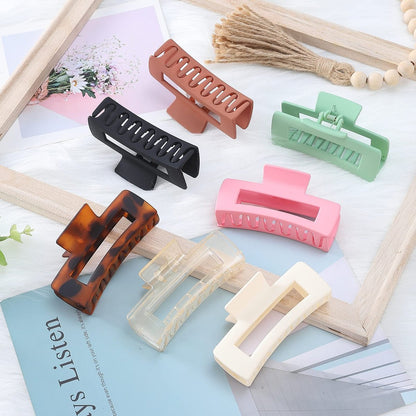 Luraseea 15 Pack Hair Claw Clips - Big 4.1 Inch Rectangular Non-Slip Banana Jaw Clips for Women and Girls, Assorted Colors