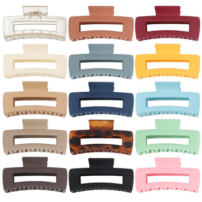 Luraseea 15 Pack Hair Claw Clips - Big 4.1 Inch Rectangular Non-Slip Banana Jaw Clips for Women and Girls, Assorted Colors