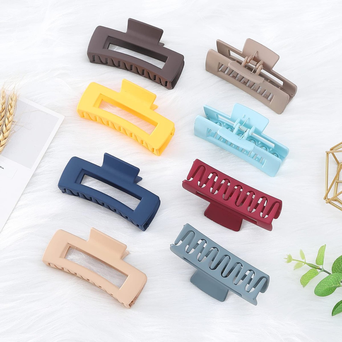 Luraseea 15 Pack Hair Claw Clips - Big 4.1 Inch Rectangular Non-Slip Banana Jaw Clips for Women and Girls, Assorted Colors - görsel 7