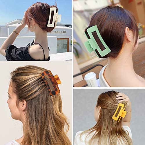 Luraseea 15 Pack Hair Claw Clips - Big 4.1 Inch Rectangular Non-Slip Banana Jaw Clips for Women and Girls, Assorted Colors - görsel 10
