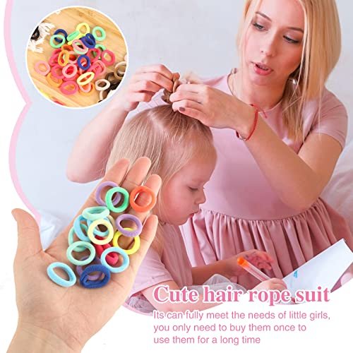 400 Pcs Baby Hair Ties - 2cm Multicolor Cotton Soft Seamless Ponytail Holders for Girls - Stocking Stuffers for Kids - görsel 7