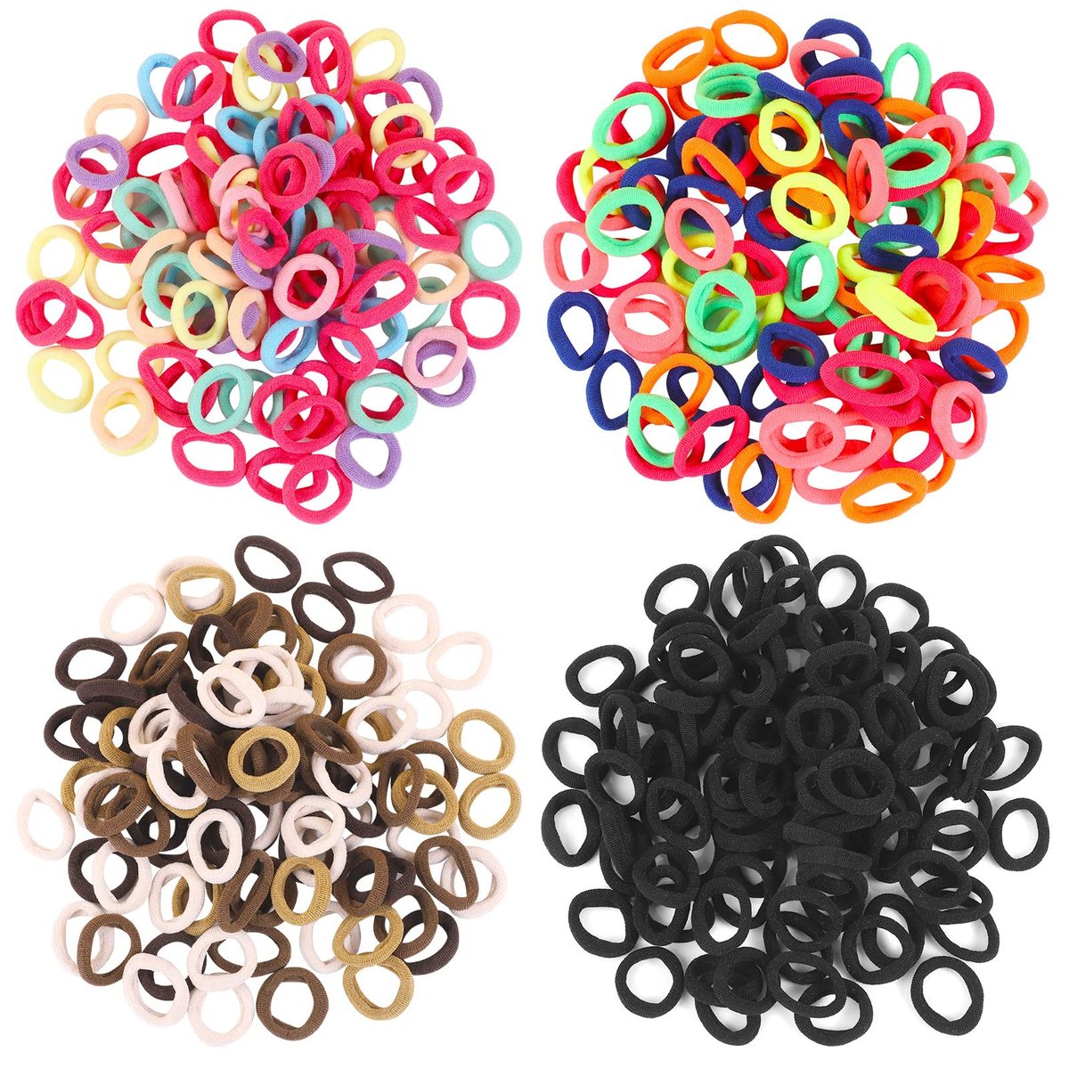 400 Pcs Baby Hair Ties - 2cm Multicolor Cotton Soft Seamless Ponytail Holders for Girls - Stocking Stuffers for Kids - görsel 2