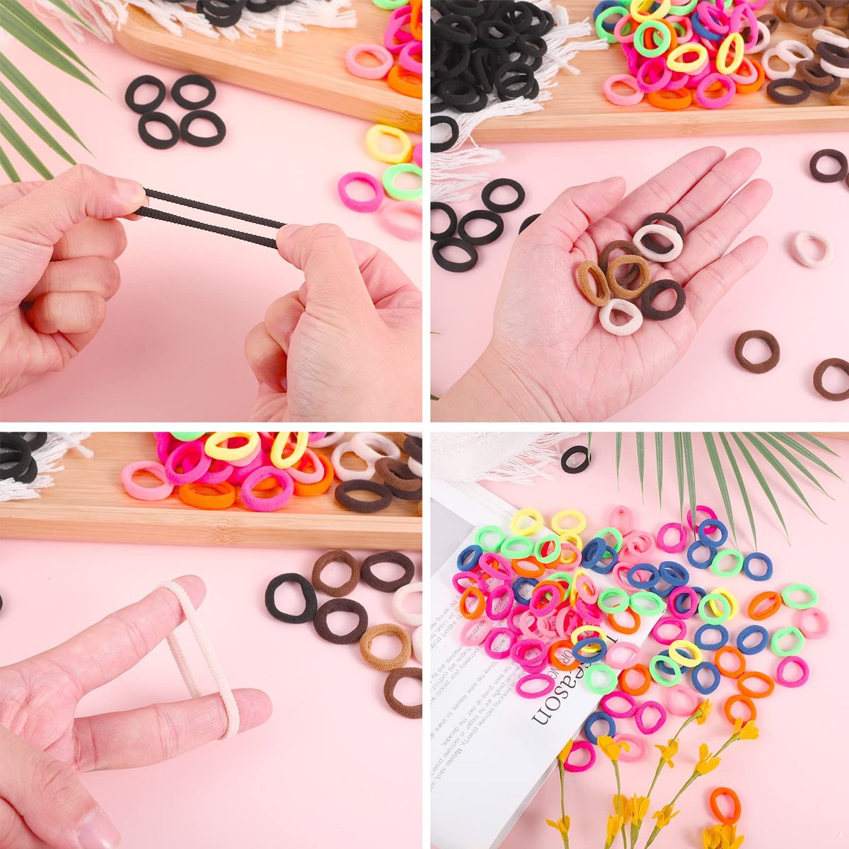 400 Pcs Baby Hair Ties - 2cm Multicolor Cotton Soft Seamless Ponytail Holders for Girls - Stocking Stuffers for Kids - görsel 6
