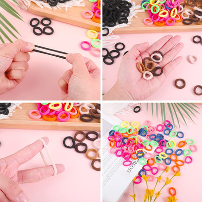 400 Pcs Baby Hair Ties - 2cm Multicolor Cotton Soft Seamless Ponytail Holders for Girls - Stocking Stuffers for Kids