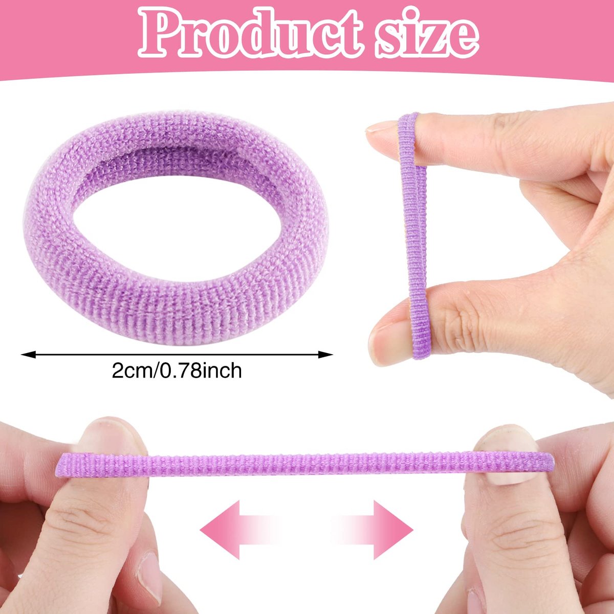 400 Pcs Baby Hair Ties - 2cm Multicolor Cotton Soft Seamless Ponytail Holders for Girls - Stocking Stuffers for Kids - görsel 4