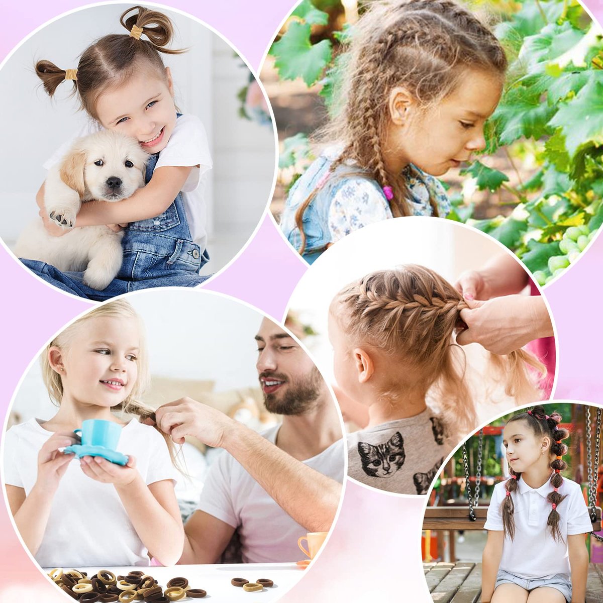 400 Pcs Baby Hair Ties - 2cm Multicolor Cotton Soft Seamless Ponytail Holders for Girls - Stocking Stuffers for Kids - görsel 14