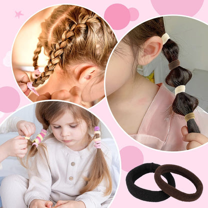 400 Pcs Baby Hair Ties - 2cm Multicolor Cotton Soft Seamless Ponytail Holders for Girls - Stocking Stuffers for Kids