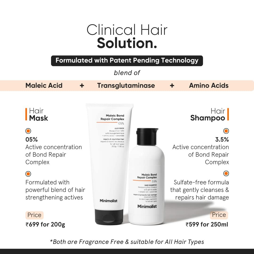 Minimalist Hair Shampoo for Damaged & Frizzy Hair – Maleic Bond Repair Complex 3.5%, Argan Oil, Ceramides & Coconut Oil – 8.5 Fl Oz Avelisse